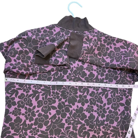 Boden Jacket Sz Large Zip Up Fabric Floral Pink Brown Center Pocket - Picture 4 of 8
